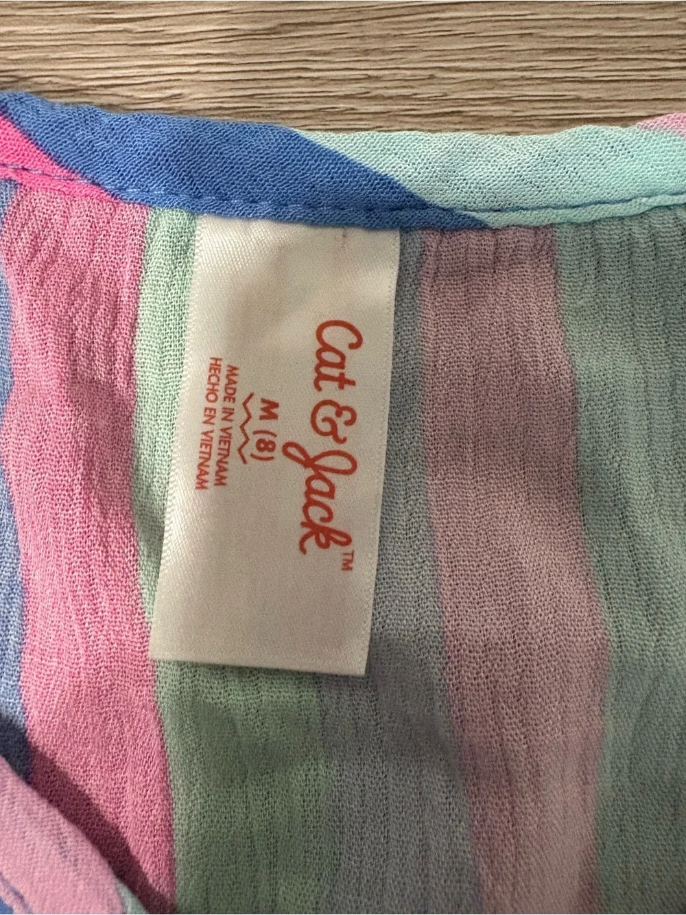 Cat & Jack striped cover up/ top. Size Medium